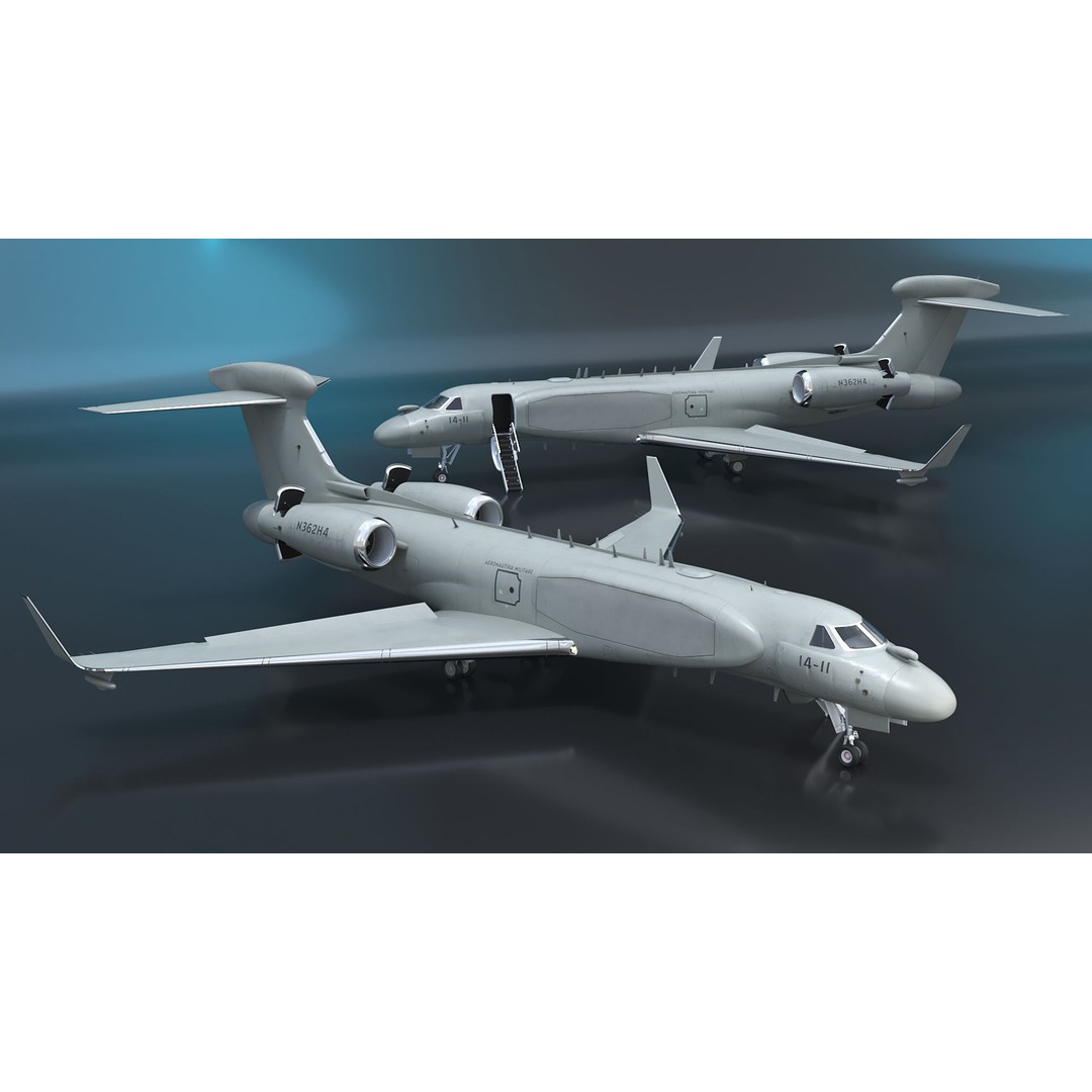 Gulfstream G550 CAEW 3D Model – High Poly Military Aircraft, FBX, PBR - View 6