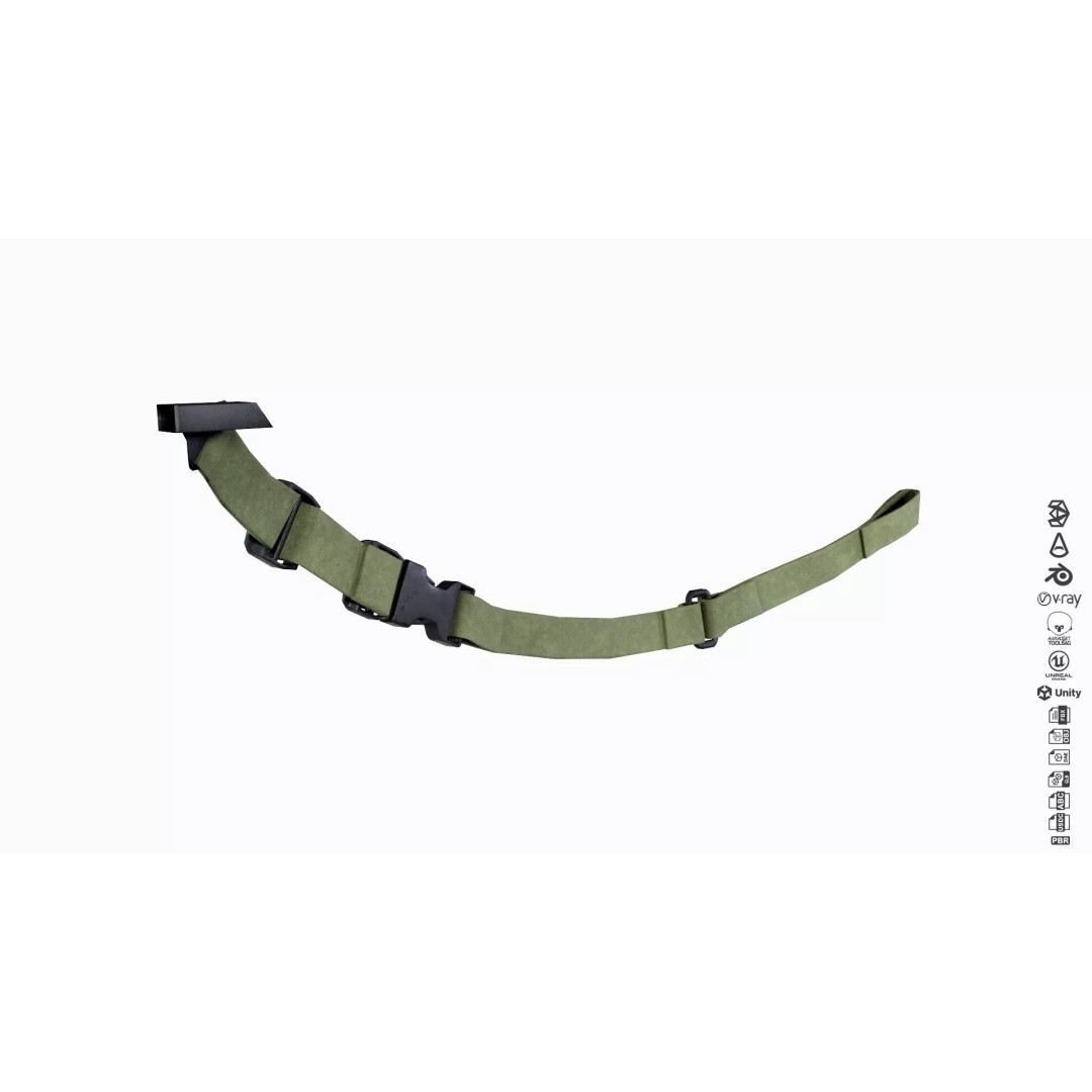 Tactical Sling 3D Model – Low Poly Combat Sling for Games, FBX - View 4