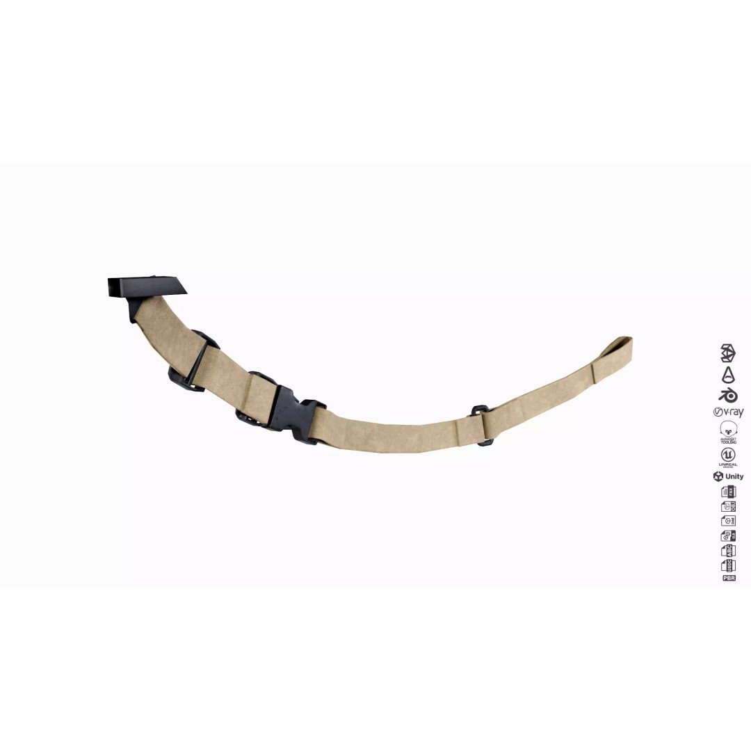 Tactical Sling 3D Model – Low Poly Combat Sling for Games, FBX - View 5
