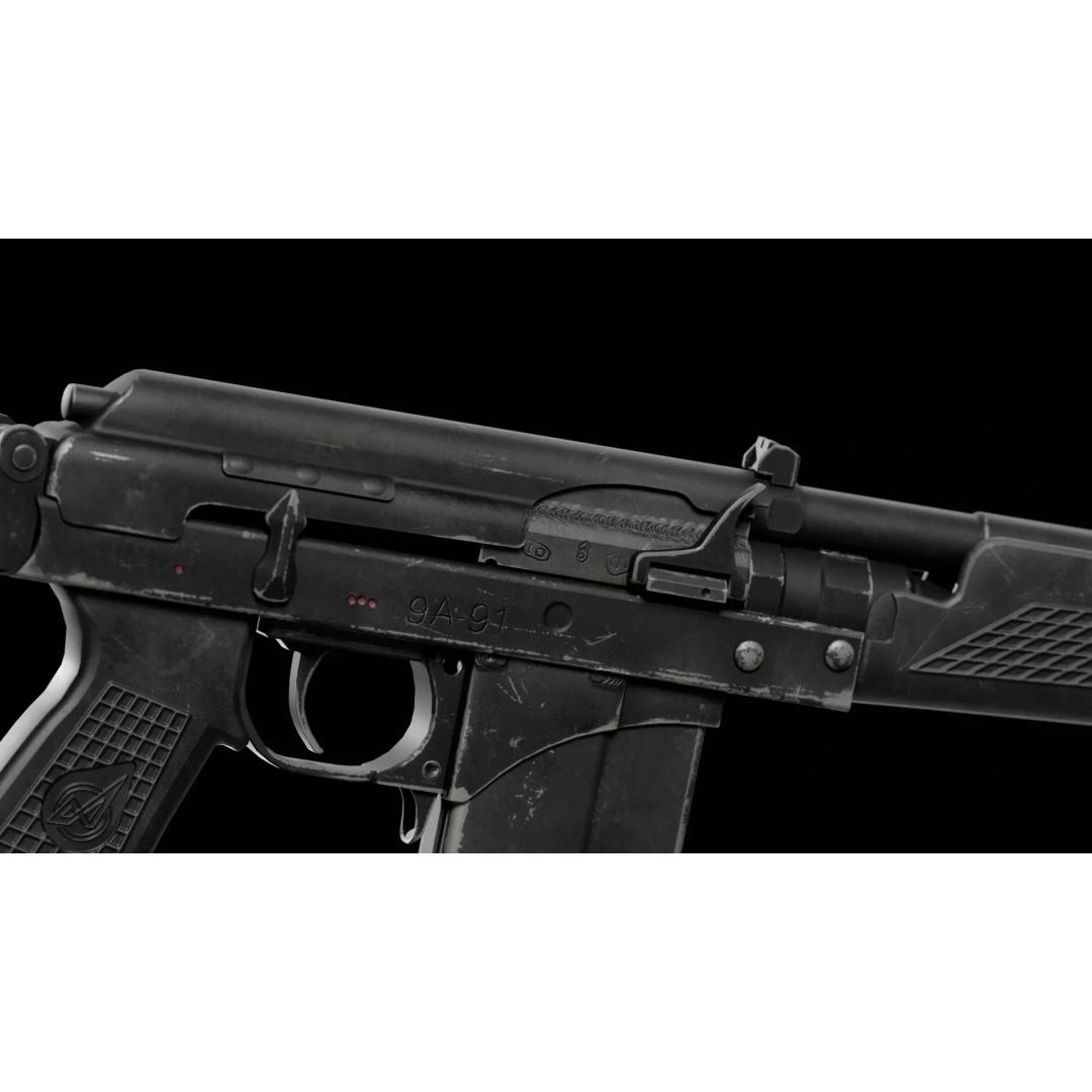 9A-91 3D Model – Low Poly Game Ready Assault Rifle, FBX - View 7