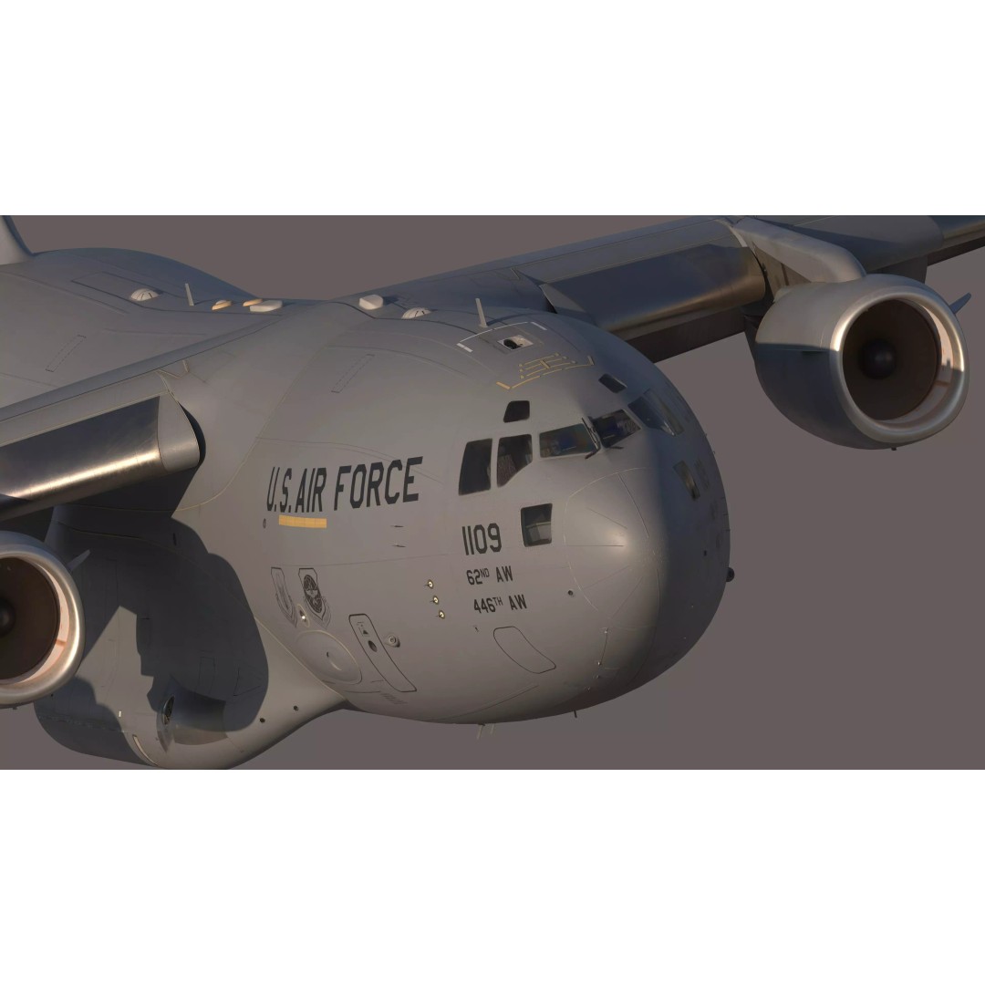 C-17 Globemaster III 3D Model – Low-Poly Military Transport Aircraft, FBX - View 10