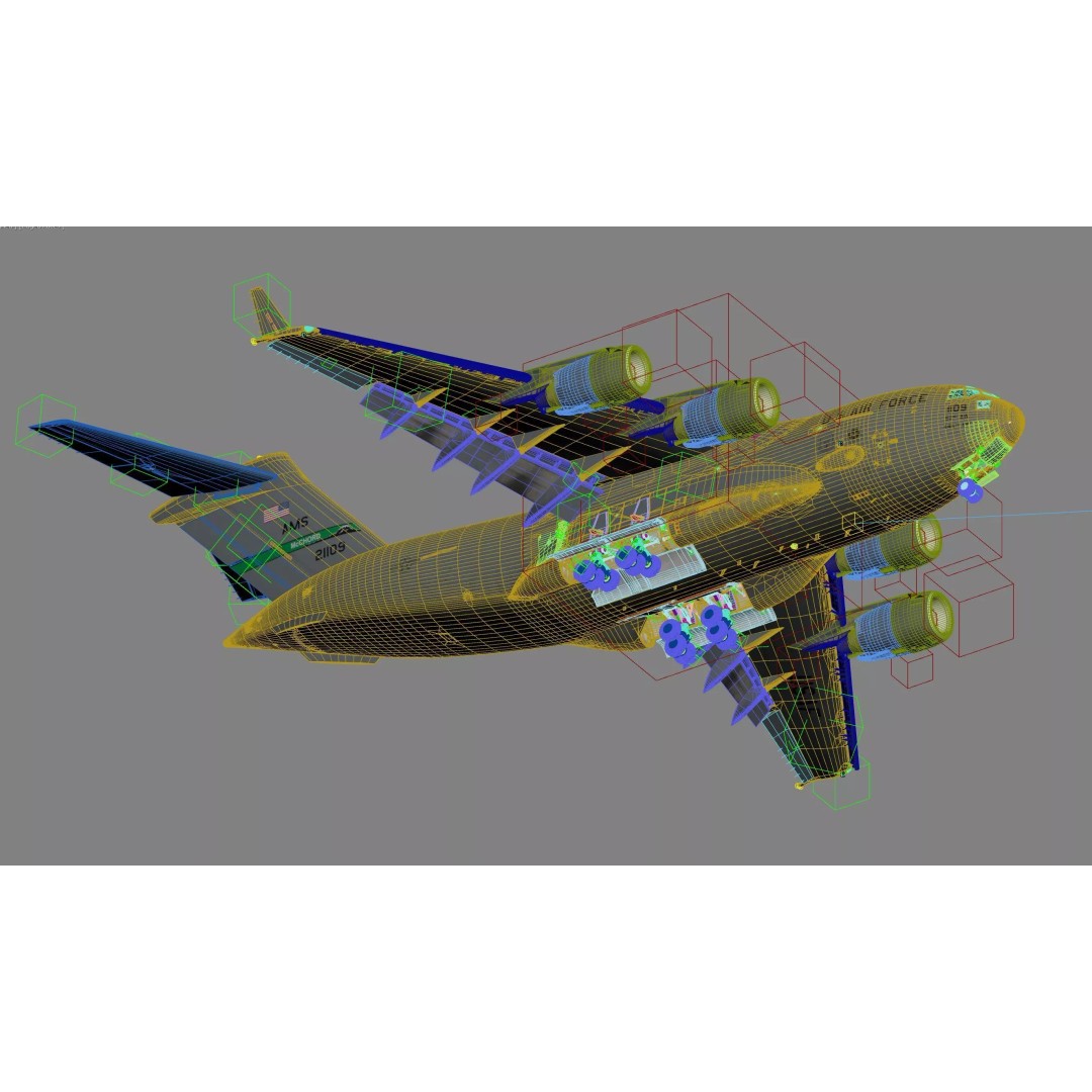 C-17 Globemaster III 3D Model – Low-Poly Military Transport Aircraft, FBX - View 14