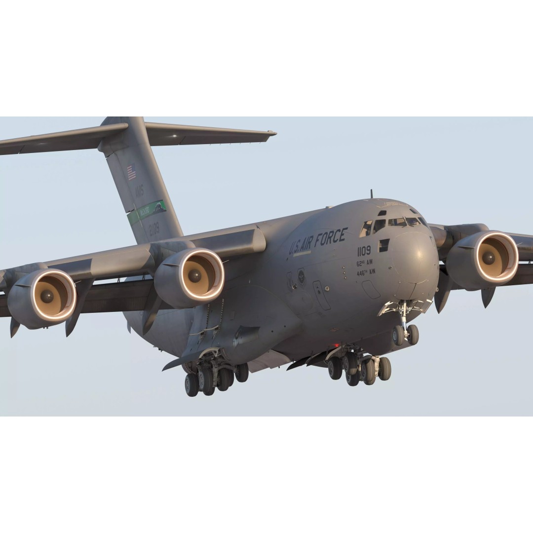 C-17 Globemaster III 3D Model – Low-Poly Military Transport Aircraft, FBX - View 2