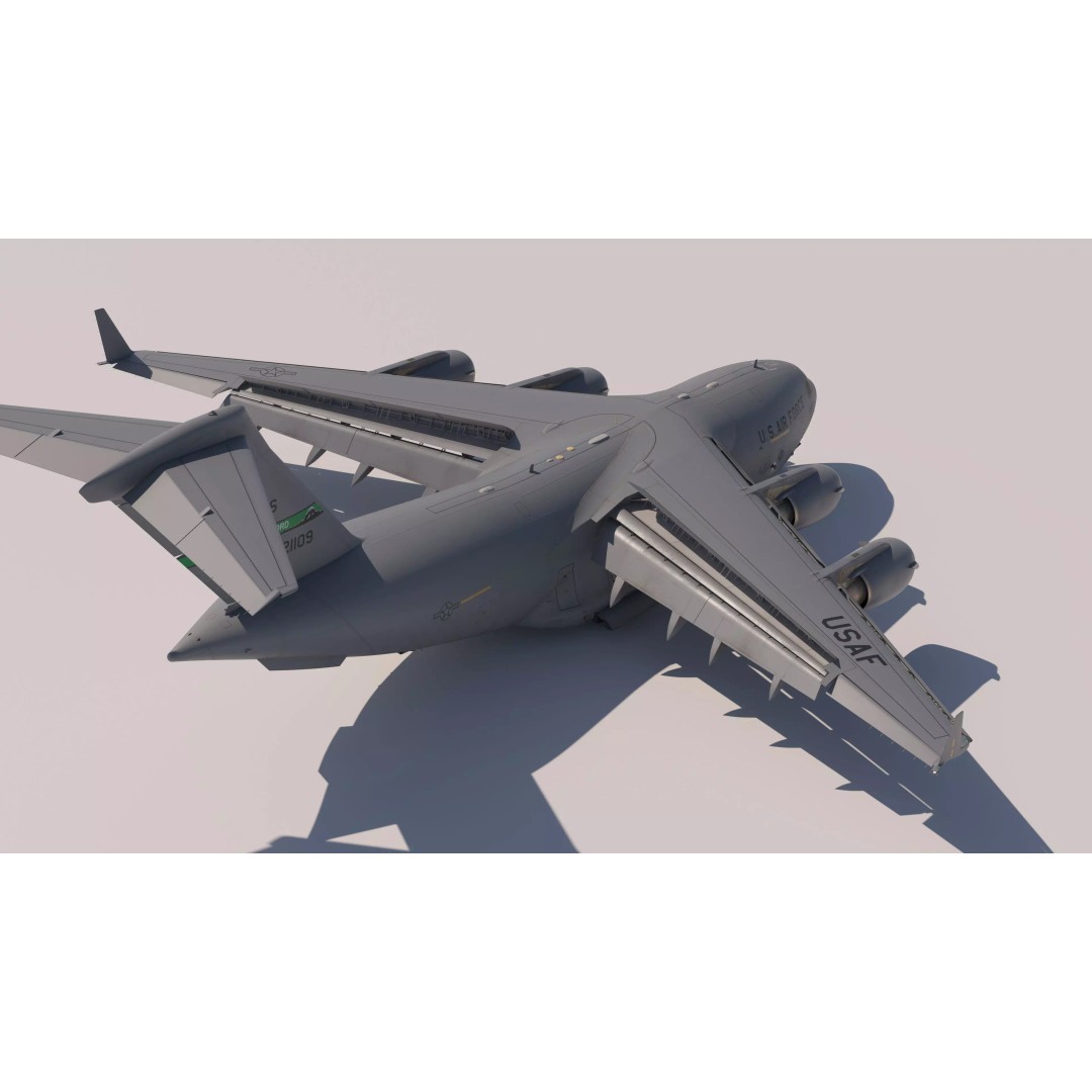 C-17 Globemaster III 3D Model – Low-Poly Military Transport Aircraft, FBX - View 3