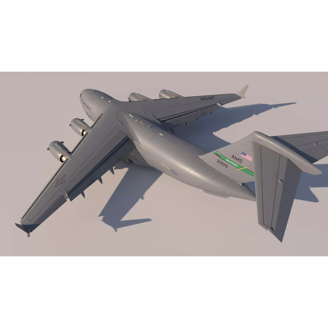 C-17 Globemaster III 3D Model – Low-Poly Military Transport Aircraft, FBX - View 4