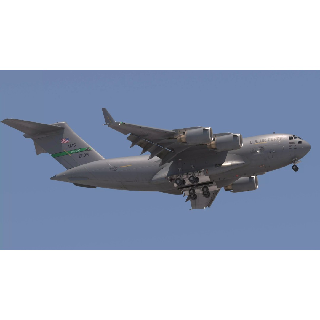C-17 Globemaster III 3D Model – Low-Poly Military Transport Aircraft, FBX - View 7