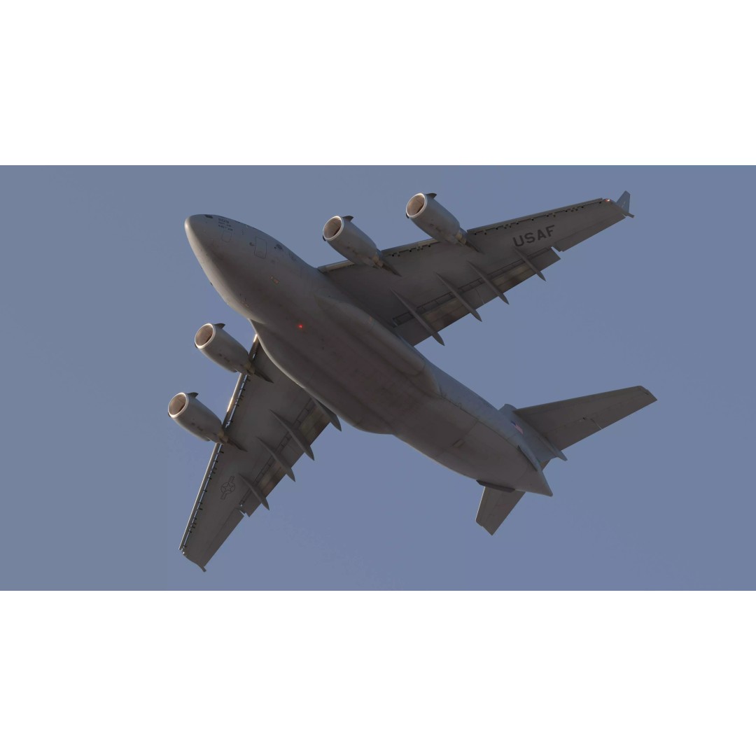 C-17 Globemaster III 3D Model – Low-Poly Military Transport Aircraft, FBX - View 8