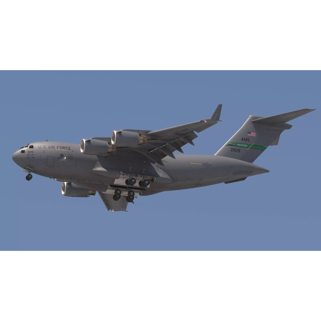 C-17 Globemaster III 3D Model – Low-Poly Military Transport Aircraft, FBX - View 9
