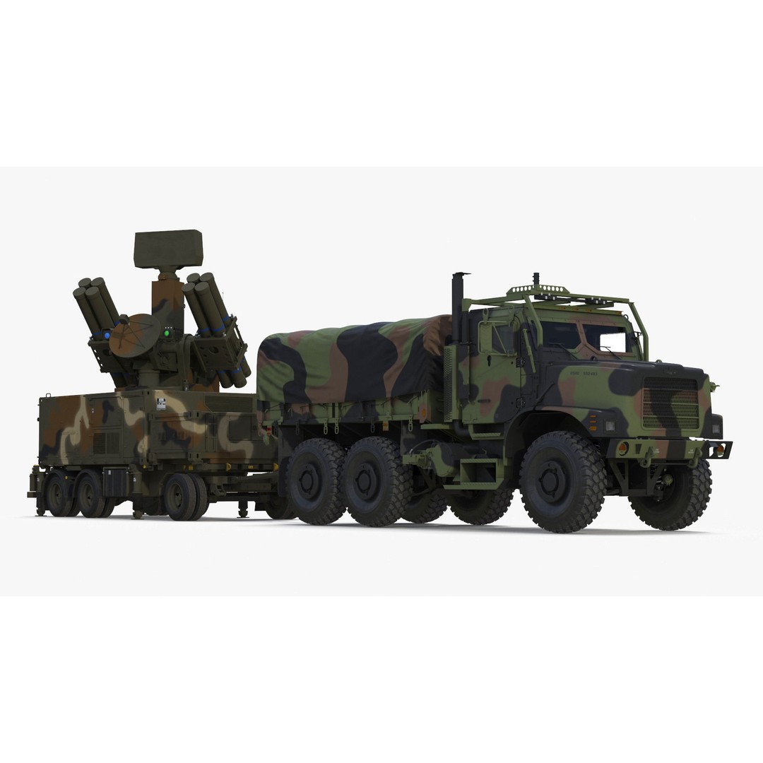 Truck with Trailer Air Defense Missile Complex 3D Model – PBR Military Vehicle, FBX, OBJ - View 14