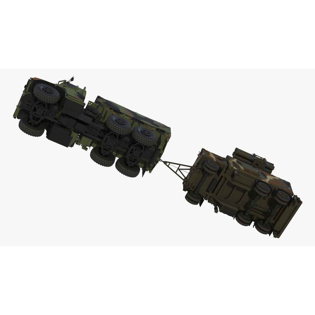 Truck with Trailer Air Defense Missile Complex 3D Model – PBR Military Vehicle, FBX, OBJ - View 16