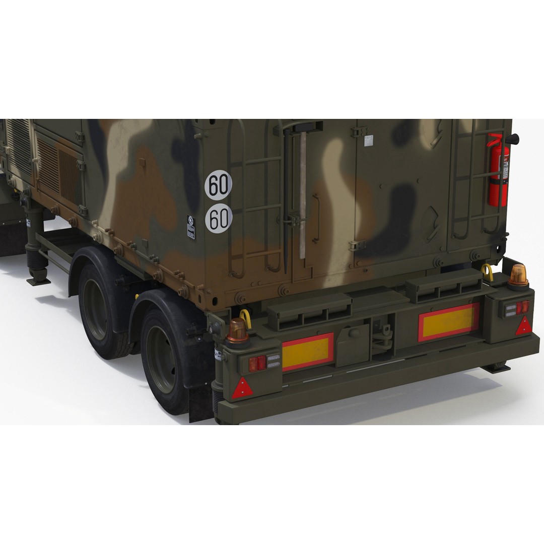 Truck with Trailer Air Defense Missile Complex 3D Model – PBR Military Vehicle, FBX, OBJ - View 17