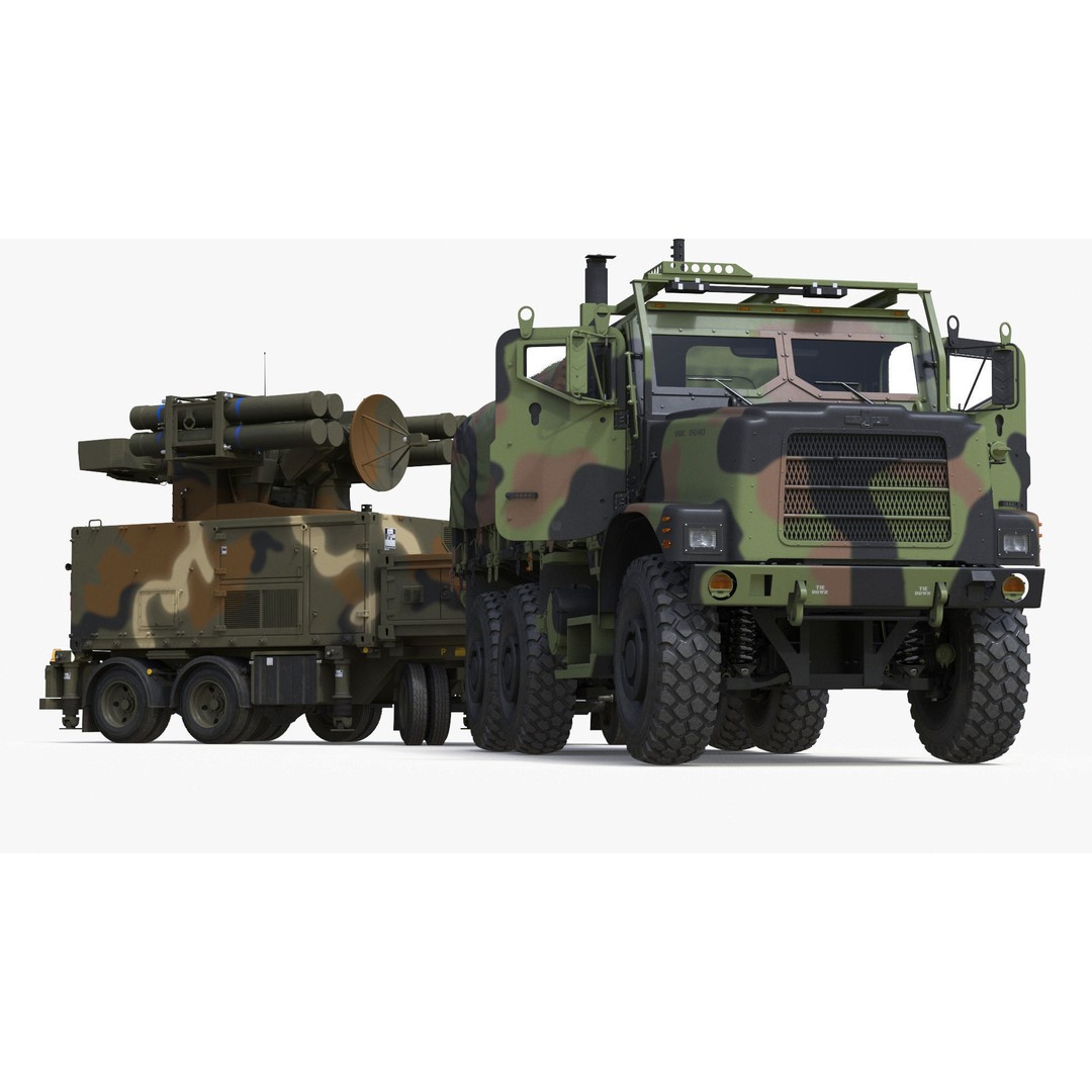 Truck with Trailer Air Defense Missile Complex 3D Model – PBR Military Vehicle, FBX, OBJ - View 22