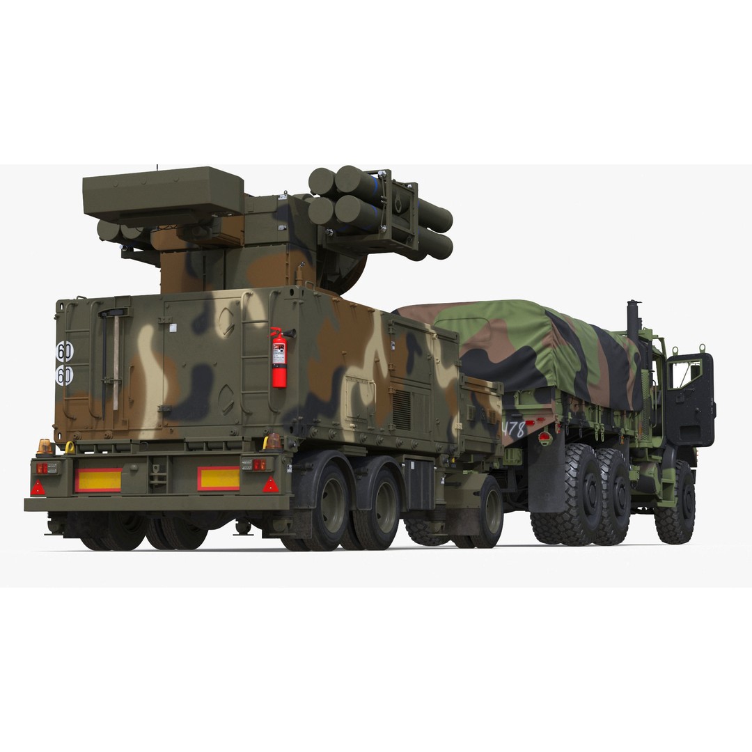 Truck with Trailer Air Defense Missile Complex 3D Model – PBR Military Vehicle, FBX, OBJ - View 23