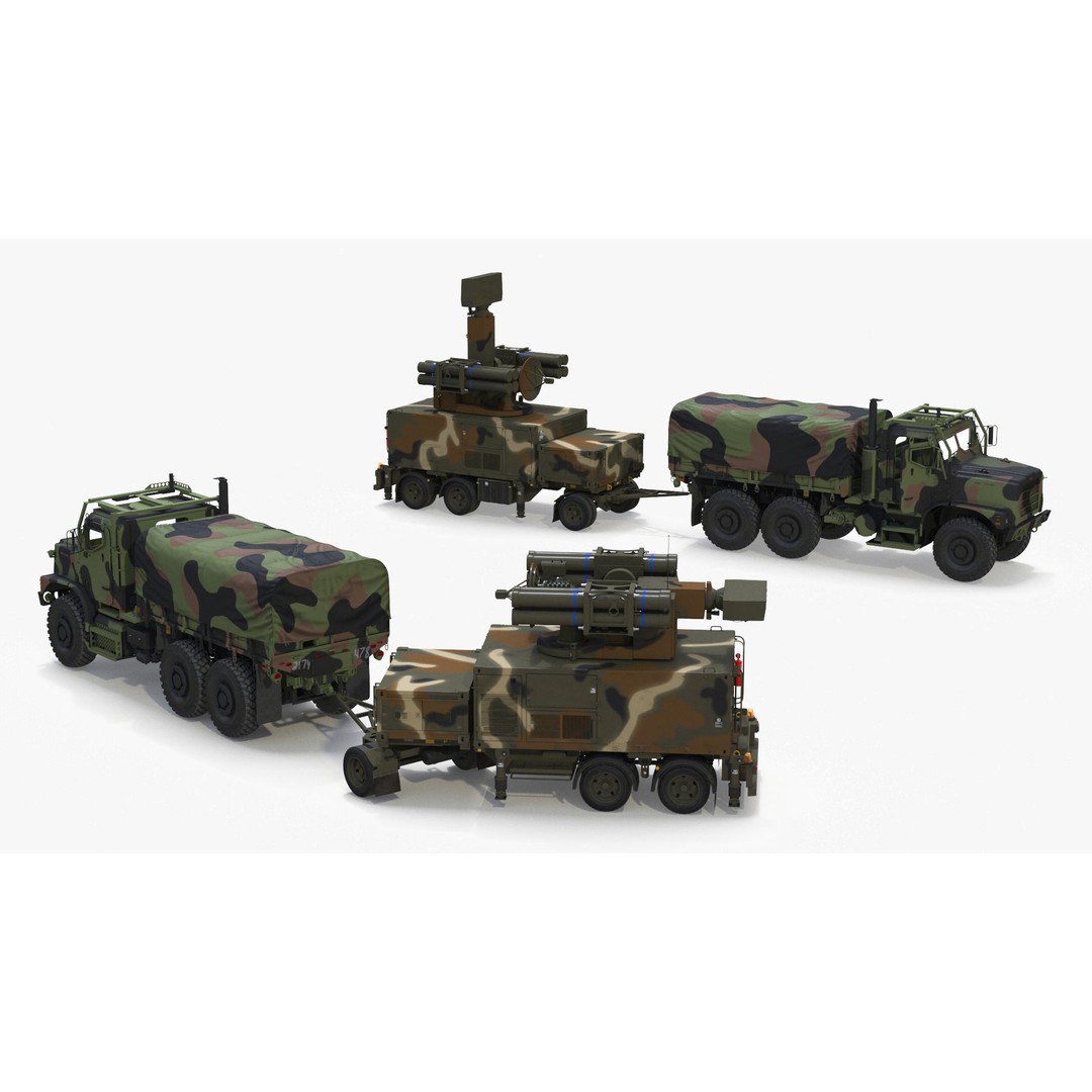 Truck with Trailer Air Defense Missile Complex 3D Model – PBR Military Vehicle, FBX, OBJ - View 26