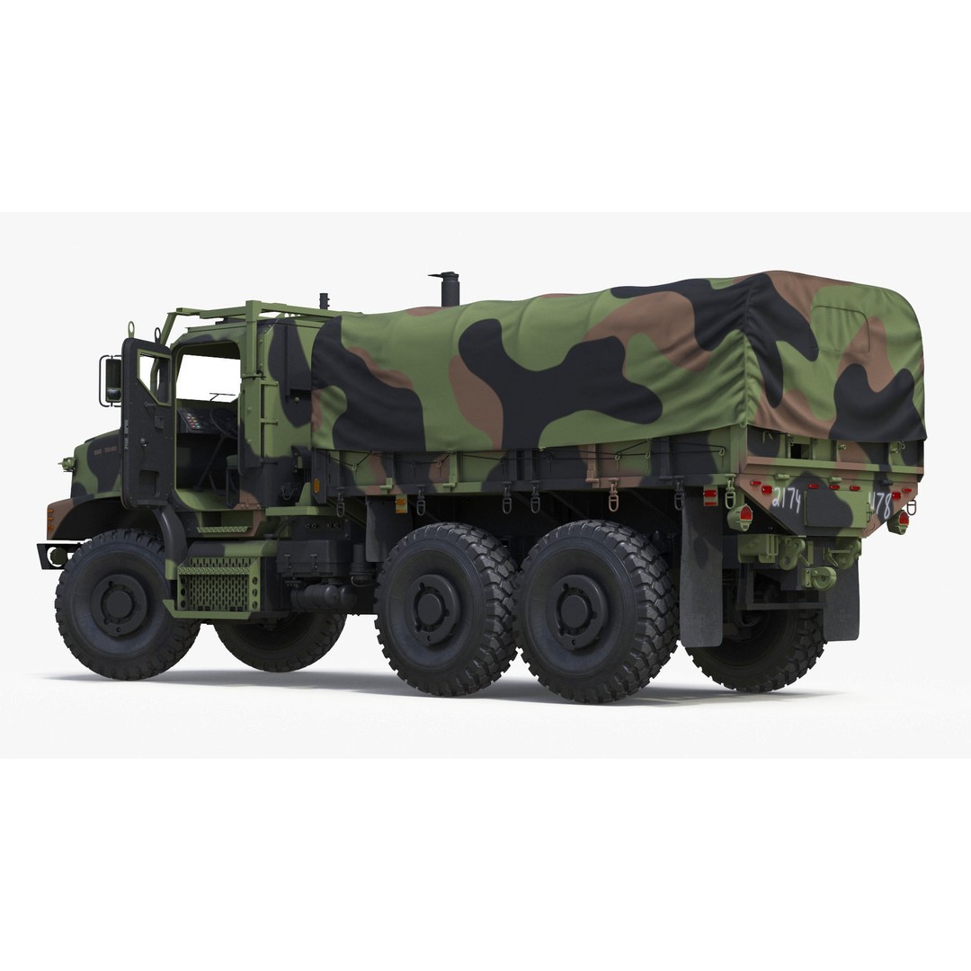 Truck with Trailer Air Defense Missile Complex 3D Model – PBR Military Vehicle, FBX, OBJ - View 28