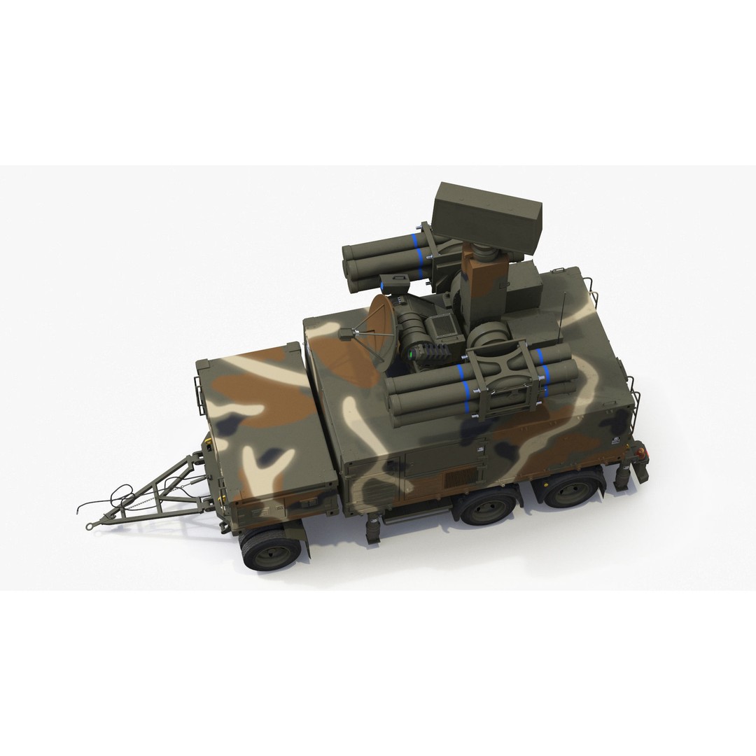 Truck with Trailer Air Defense Missile Complex 3D Model – PBR Military Vehicle, FBX, OBJ - View 33