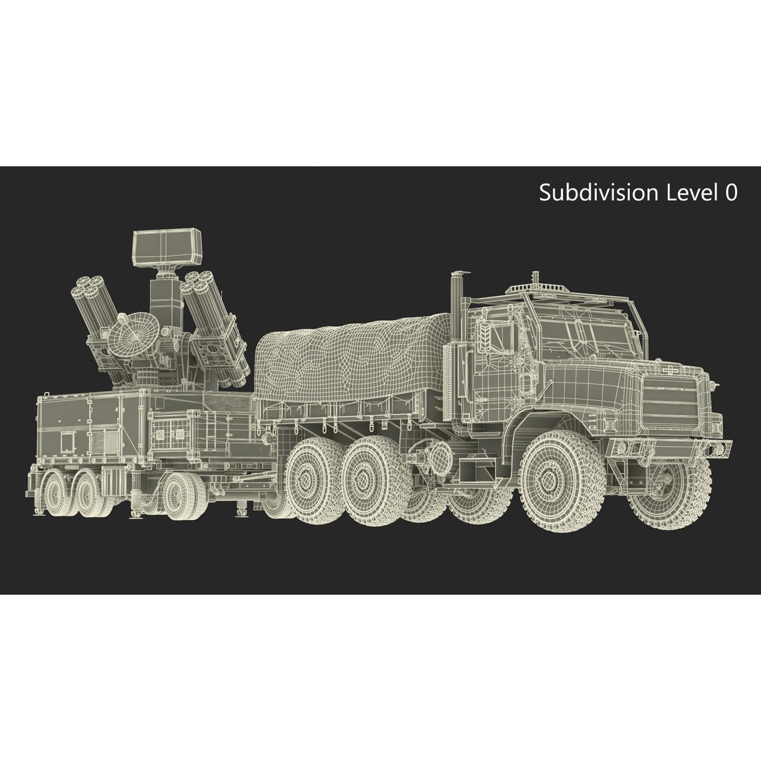 Truck with Trailer Air Defense Missile Complex 3D Model – PBR Military Vehicle, FBX, OBJ - View 36