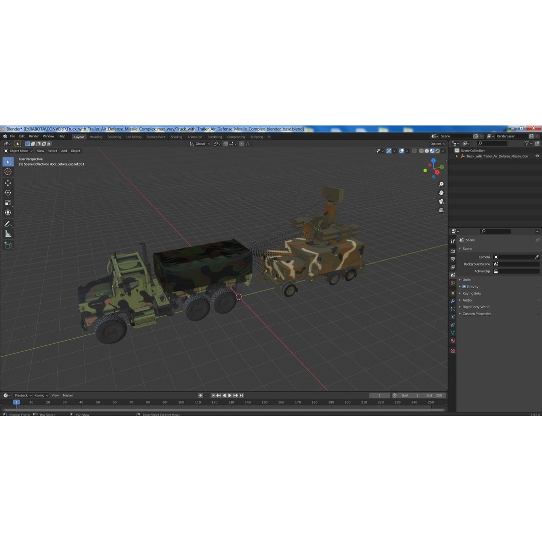 Truck with Trailer Air Defense Missile Complex 3D Model – PBR Military Vehicle, FBX, OBJ - View 41