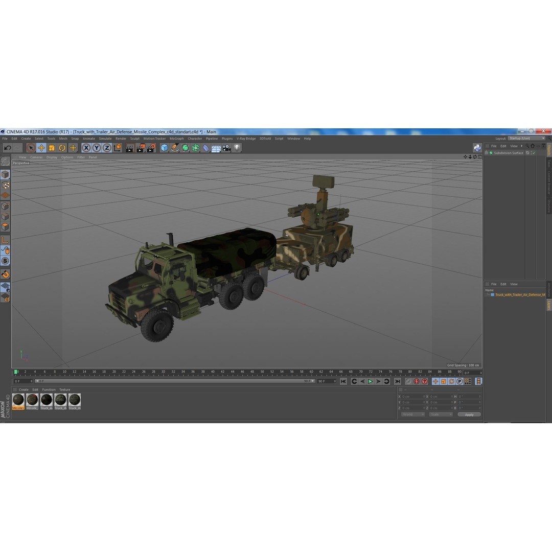 Truck with Trailer Air Defense Missile Complex 3D Model – PBR Military Vehicle, FBX, OBJ - View 43