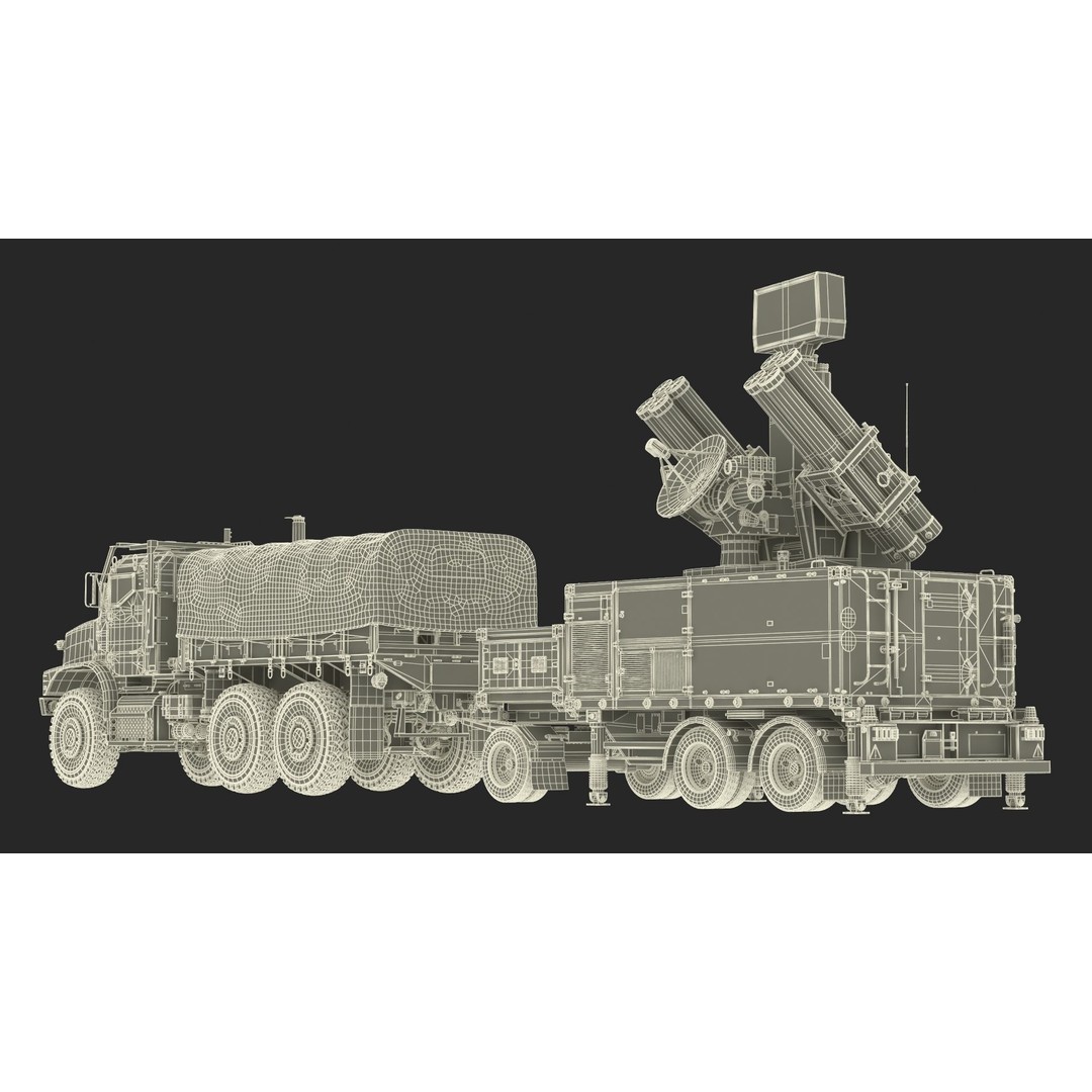 Truck with Trailer Air Defense Missile Complex 3D Model – PBR Military Vehicle, FBX, OBJ - View 45
