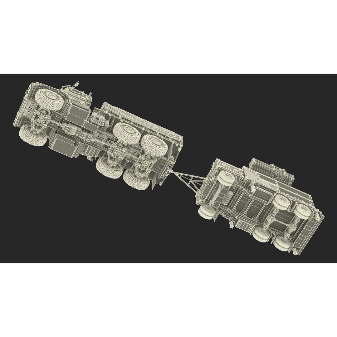 Truck with Trailer Air Defense Missile Complex 3D Model – PBR Military Vehicle, FBX, OBJ - View 47