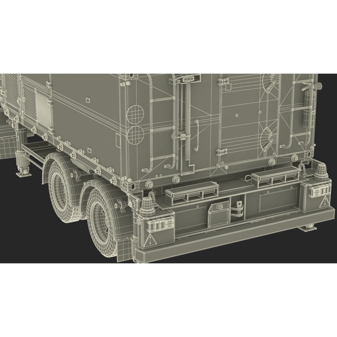 Truck with Trailer Air Defense Missile Complex 3D Model – PBR Military Vehicle, FBX, OBJ - View 48