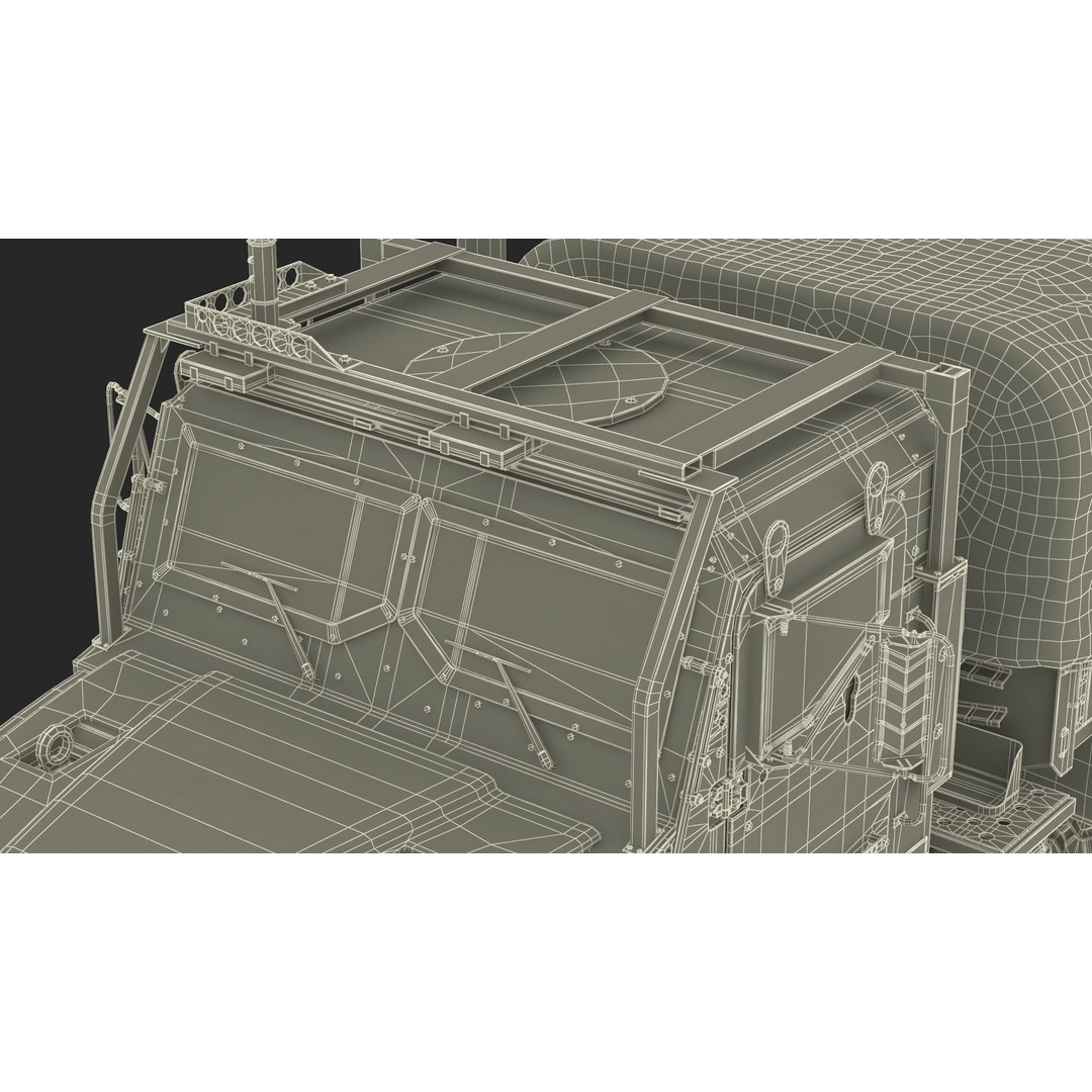 Truck with Trailer Air Defense Missile Complex 3D Model – PBR Military Vehicle, FBX, OBJ - View 49
