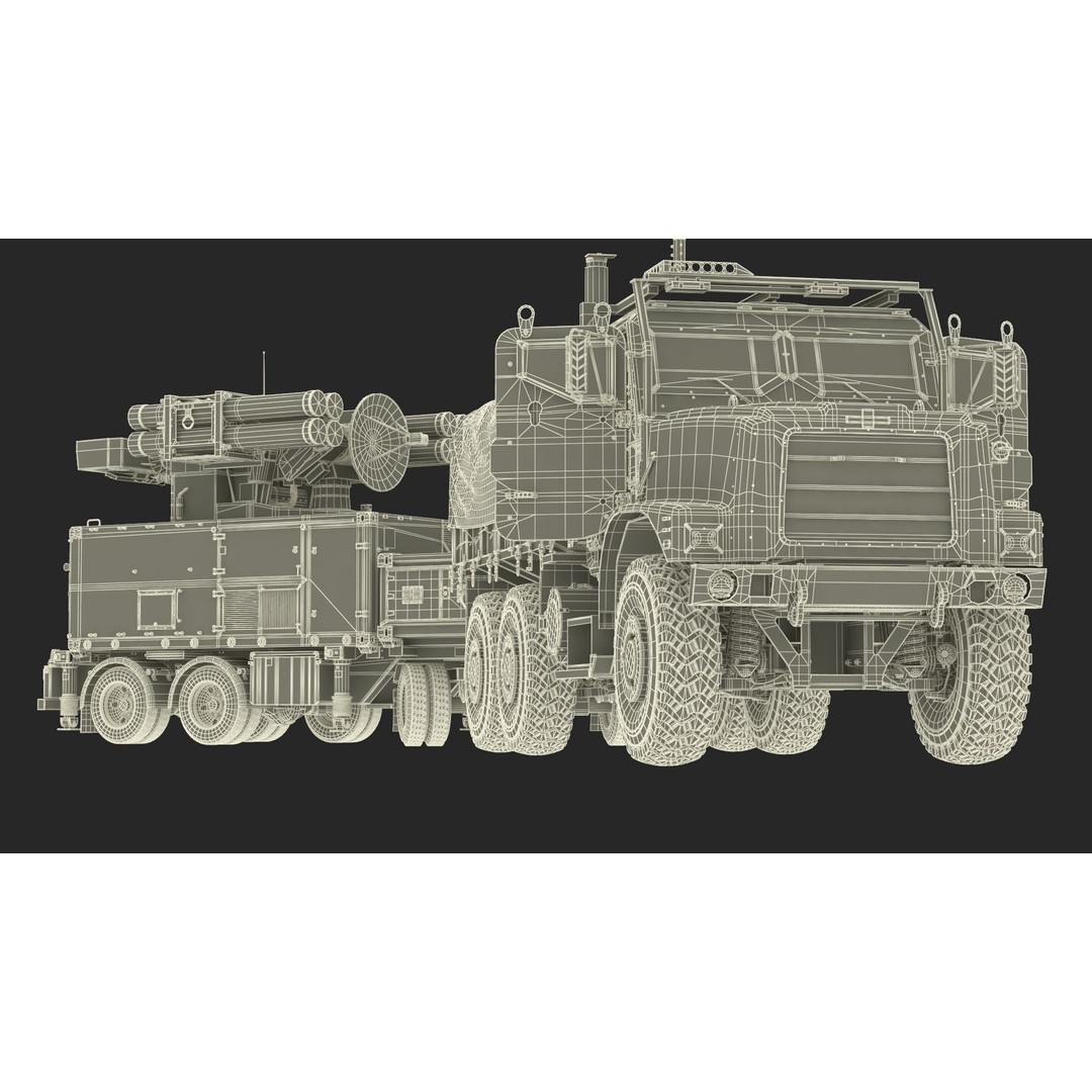Truck with Trailer Air Defense Missile Complex 3D Model – PBR Military Vehicle, FBX, OBJ - View 53