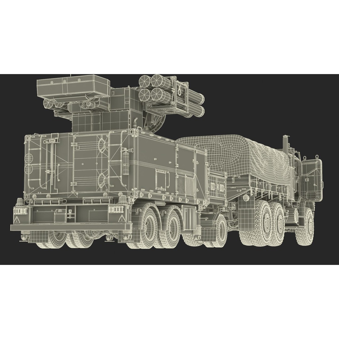 Truck with Trailer Air Defense Missile Complex 3D Model – PBR Military Vehicle, FBX, OBJ - View 54
