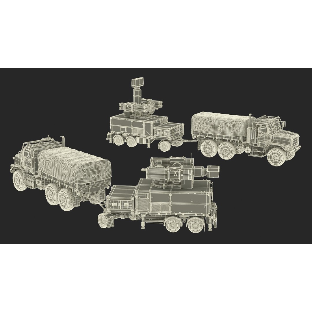 Truck with Trailer Air Defense Missile Complex 3D Model – PBR Military Vehicle, FBX, OBJ - View 57
