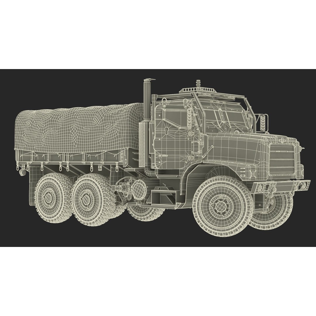 Truck with Trailer Air Defense Missile Complex 3D Model – PBR Military Vehicle, FBX, OBJ - View 58