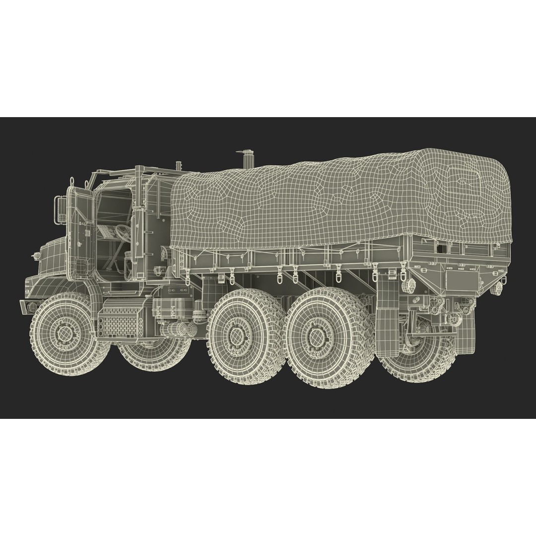 Truck with Trailer Air Defense Missile Complex 3D Model – PBR Military Vehicle, FBX, OBJ - View 59