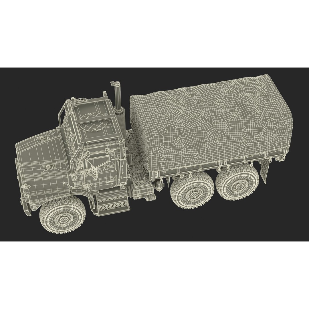 Truck with Trailer Air Defense Missile Complex 3D Model – PBR Military Vehicle, FBX, OBJ - View 60