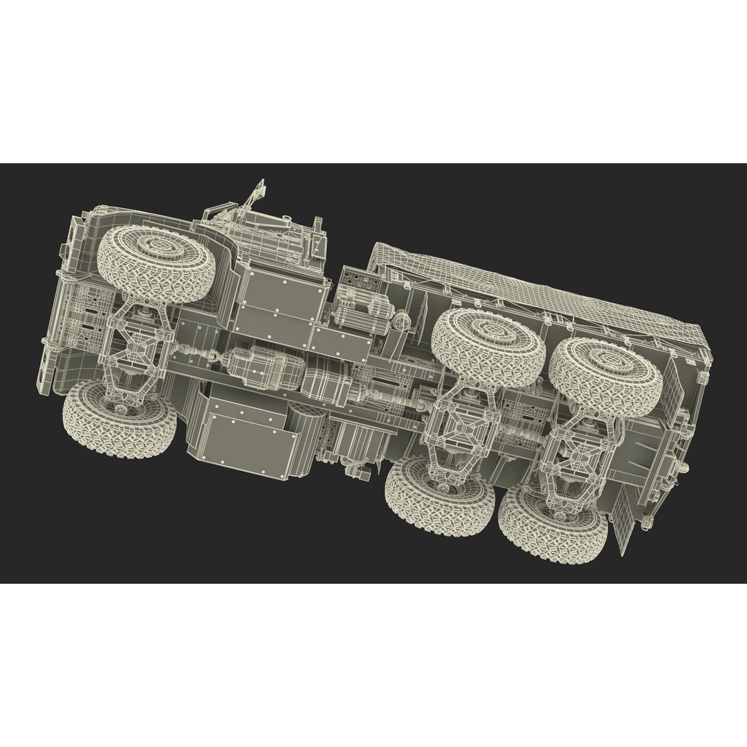 Truck with Trailer Air Defense Missile Complex 3D Model – PBR Military Vehicle, FBX, OBJ - View 61
