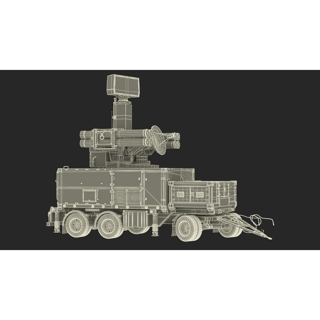 Truck with Trailer Air Defense Missile Complex 3D Model – PBR Military Vehicle, FBX, OBJ - View 62