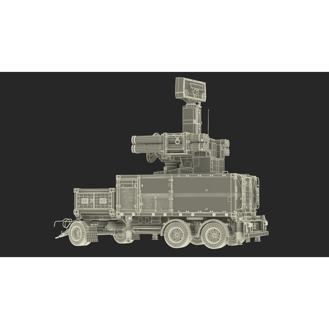 Truck with Trailer Air Defense Missile Complex 3D Model – PBR Military Vehicle, FBX, OBJ - View 63