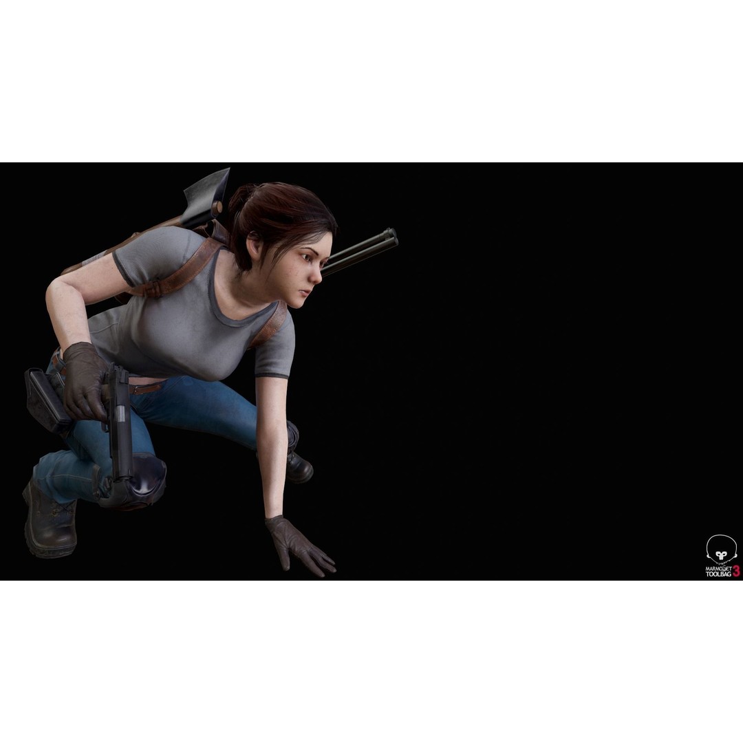Female Survivor 3D Model – Low Poly Game-Ready Character with PBR Textures - View 18