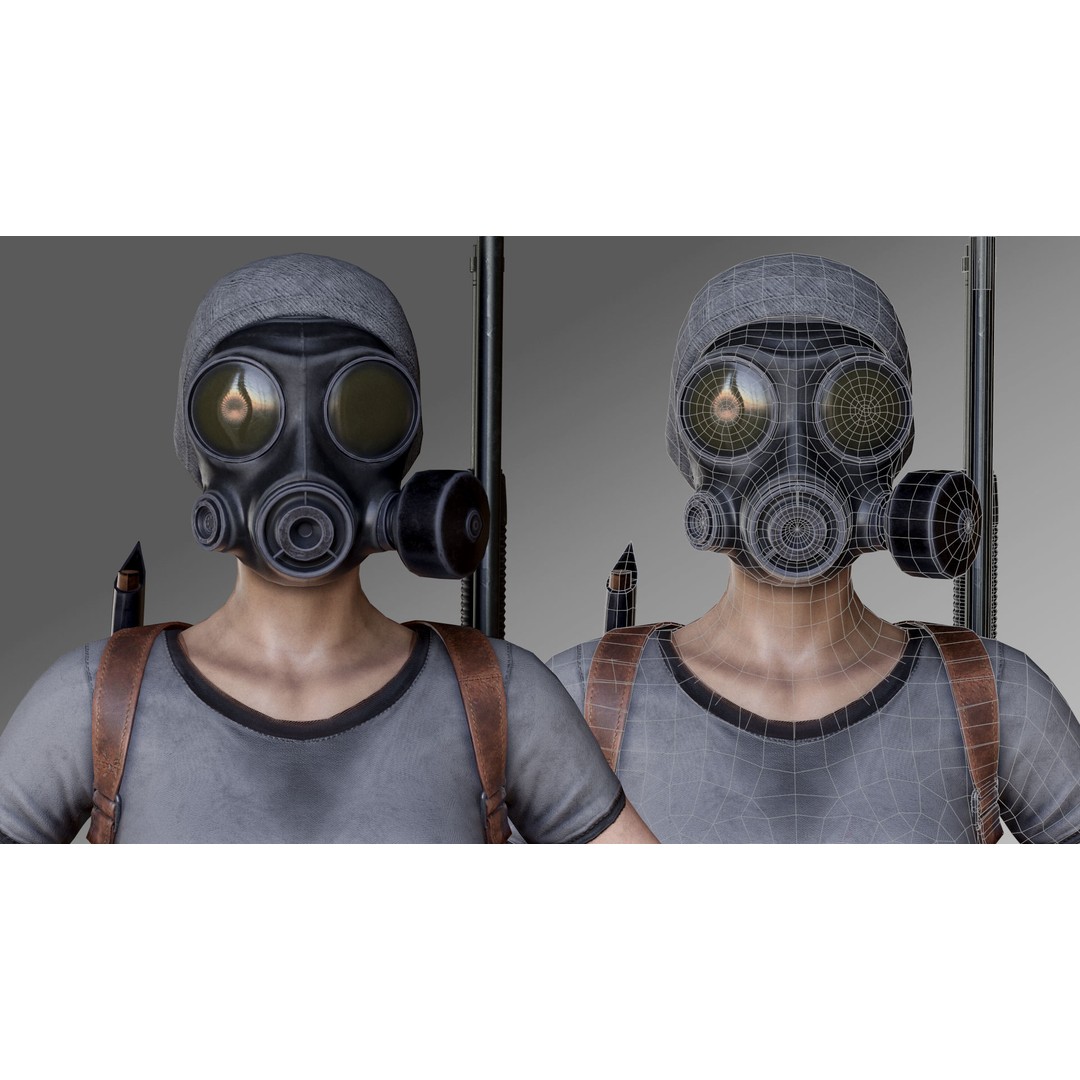 Female Survivor 3D Model – Low Poly Game-Ready Character with PBR Textures - View 7