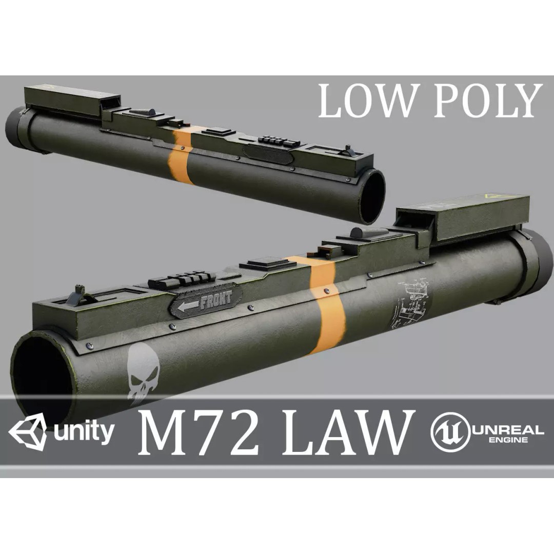 M72A7 LAW 3D Model – Low Poly Game-Ready Weapon, FBX - View 2