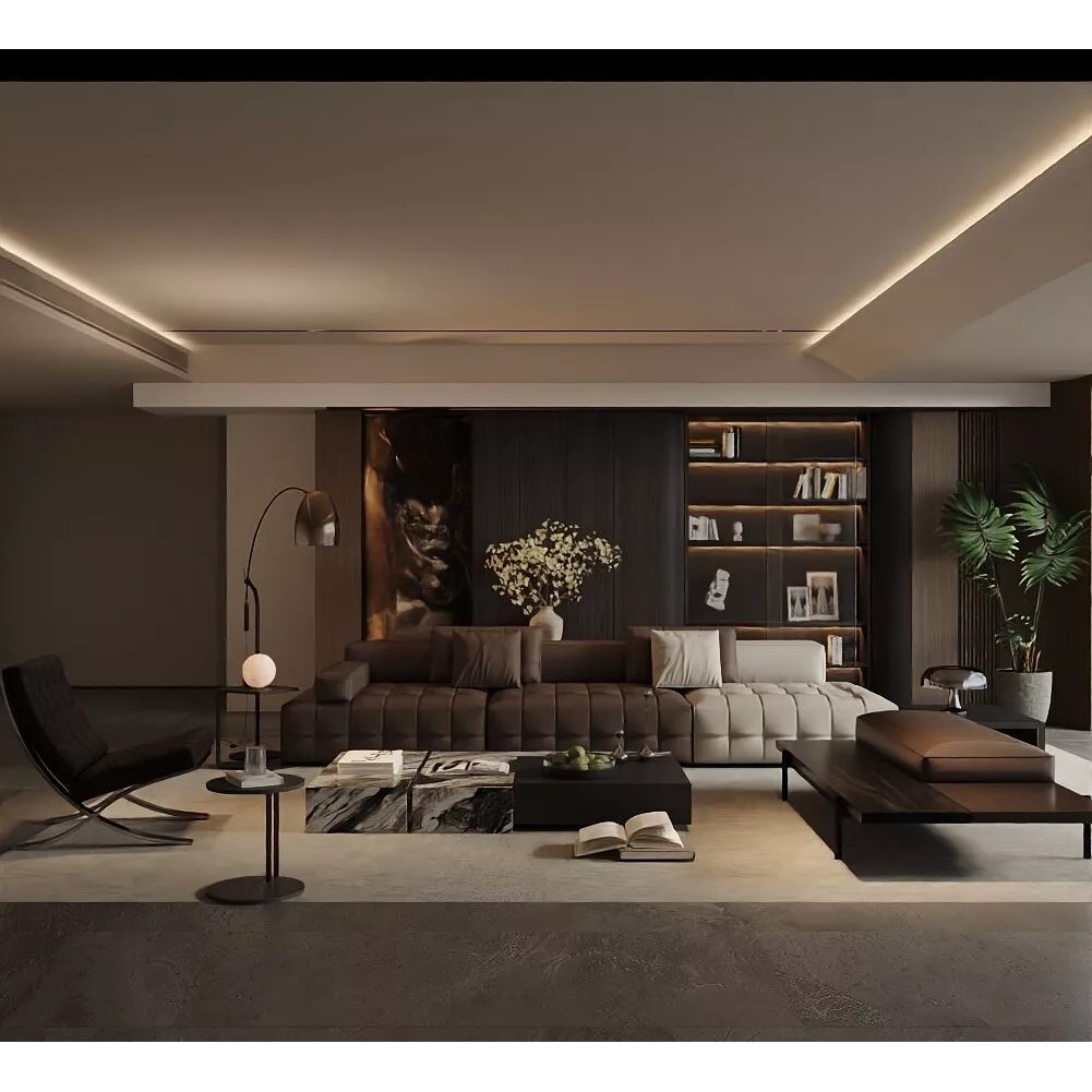 Italian Style Living Room Luxury Seat 3D Model – Minimalist Design, FBX, OBJ - View 2