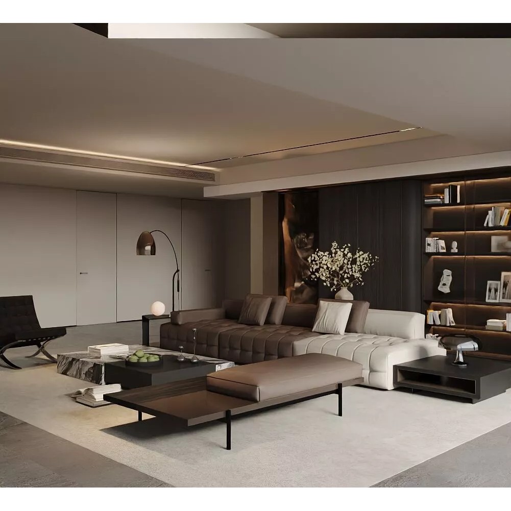Italian Style Living Room Luxury Seat 3D Model – Minimalist Design, FBX, OBJ - View 4