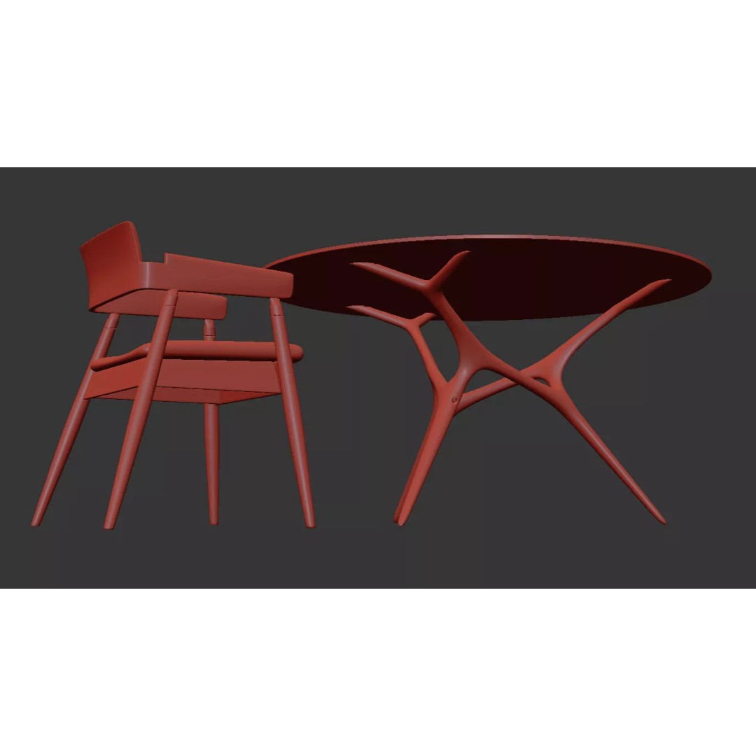 Sophisticated Modern Dining Set 3D Model – Elegant Furniture Collection, FBX - View 11