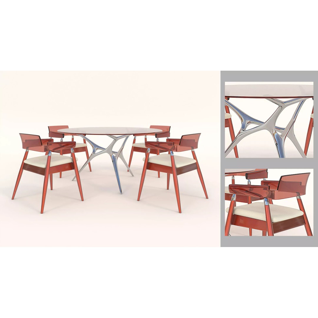 Sophisticated Modern Dining Set 3D Model – Elegant Furniture Collection, FBX - View 2