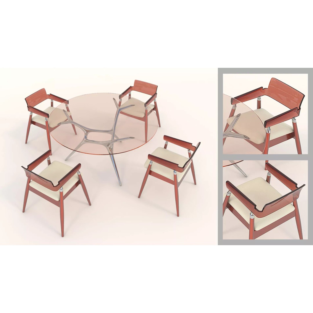 Sophisticated Modern Dining Set 3D Model – Elegant Furniture Collection, FBX - View 3