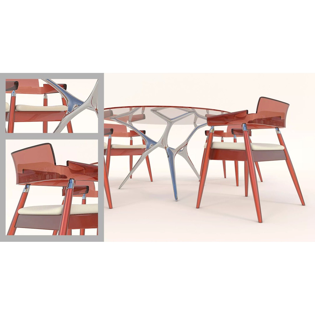 Sophisticated Modern Dining Set 3D Model – Elegant Furniture Collection, FBX - View 4
