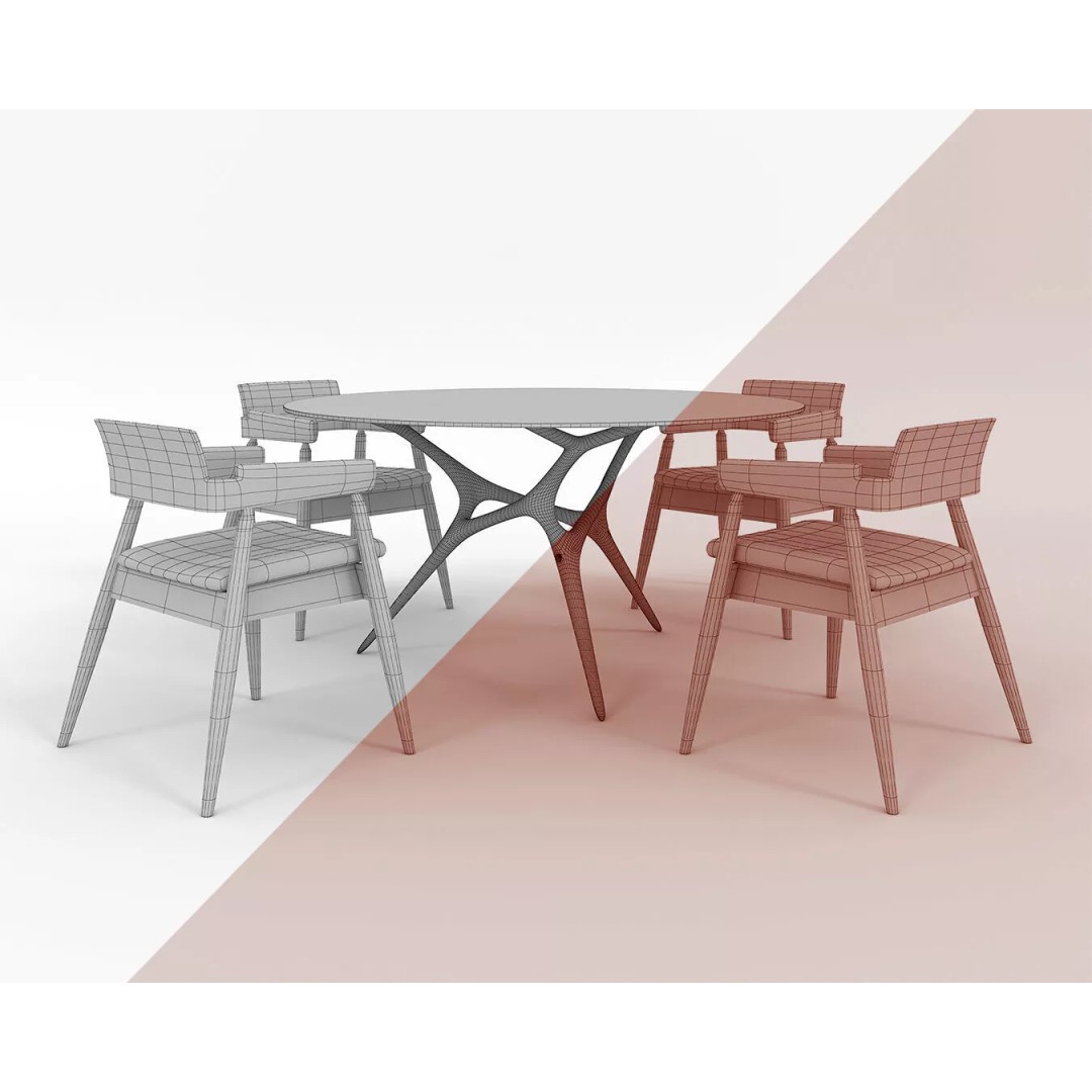 Sophisticated Modern Dining Set 3D Model – Elegant Furniture Collection, FBX - View 8