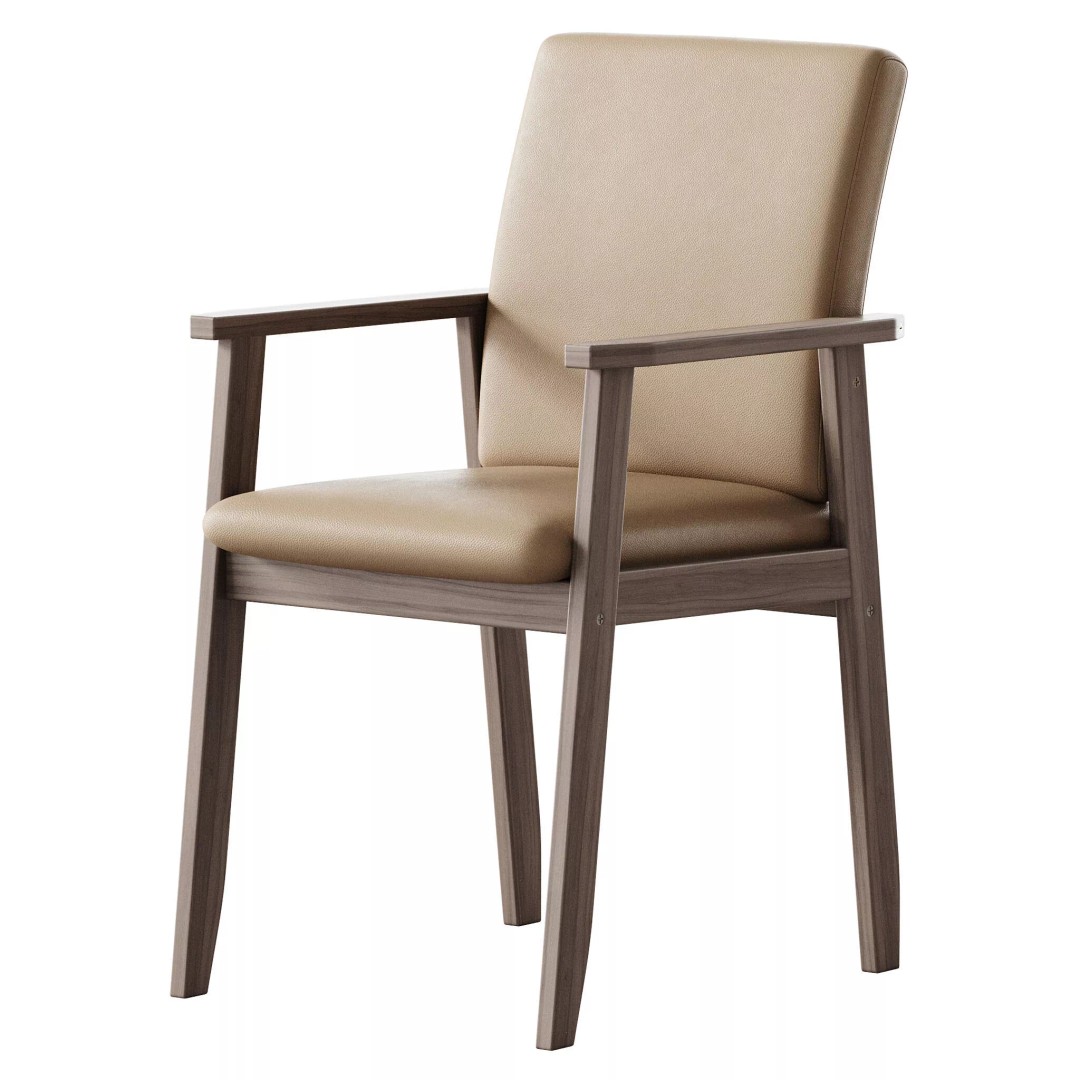 Modern Arm Chair 3D Model – Upholstered Wood Frame, FBX, OBJ - View 10