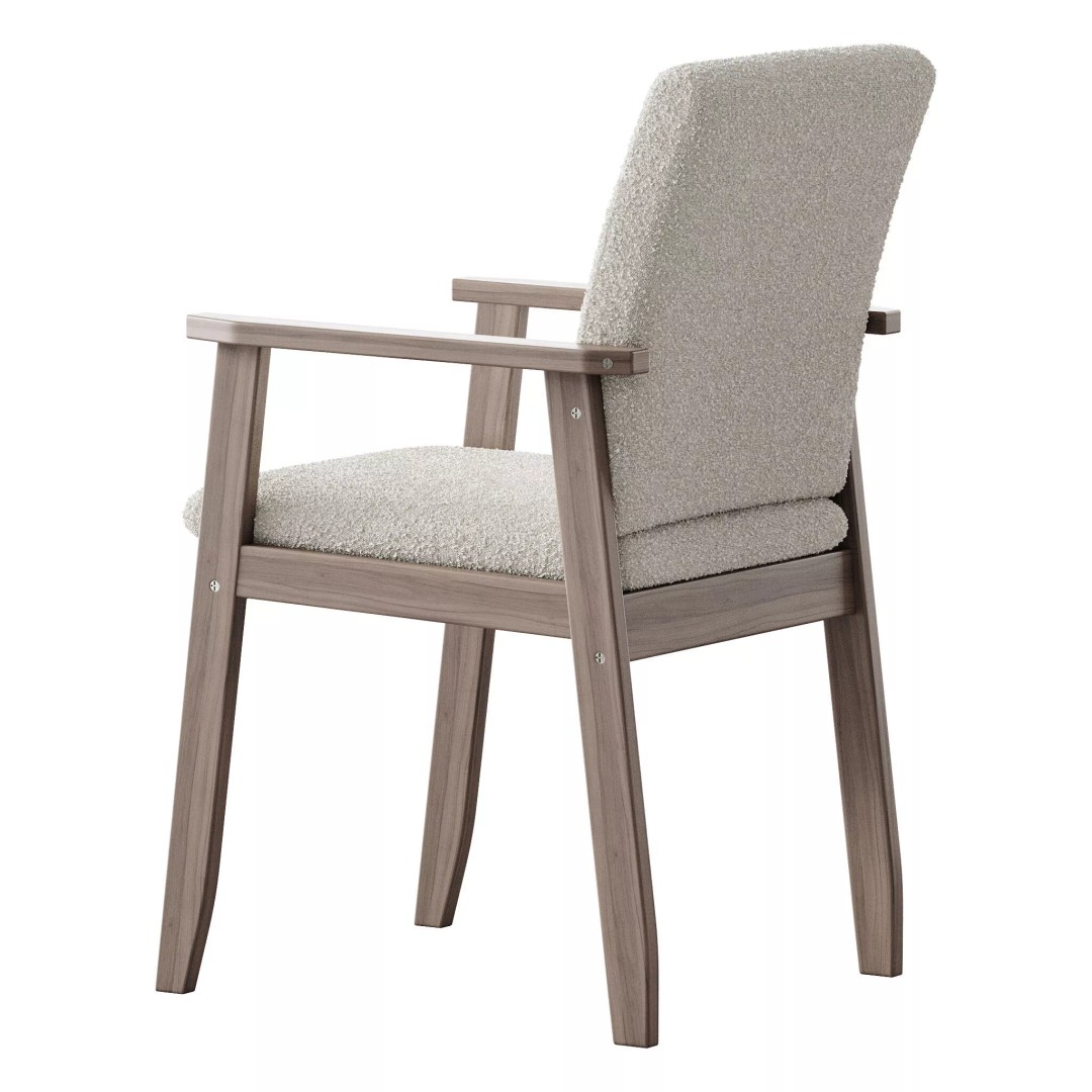 Modern Arm Chair 3D Model – Upholstered Wood Frame, FBX, OBJ - View 12