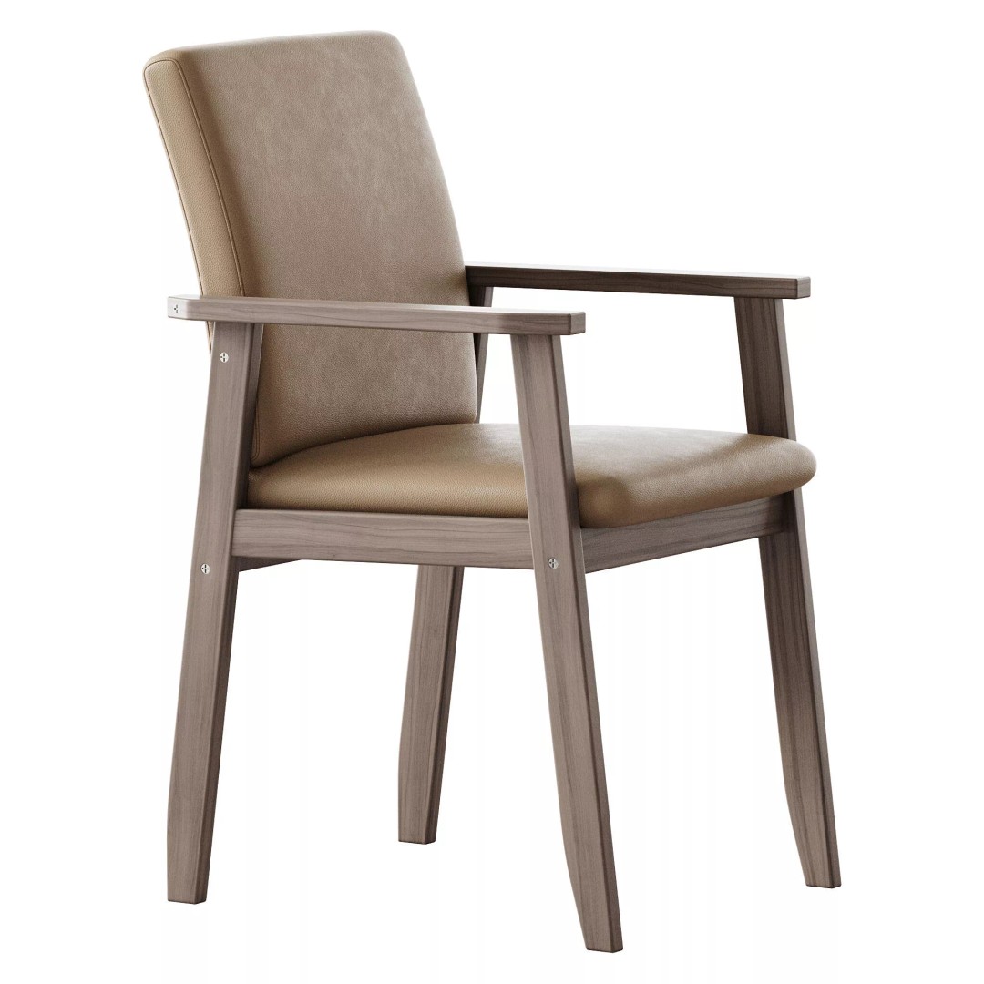 Modern Arm Chair 3D Model – Upholstered Wood Frame, FBX, OBJ - View 14