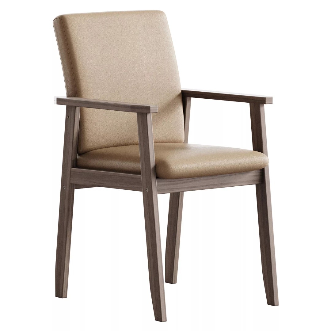 Modern Arm Chair 3D Model – Upholstered Wood Frame, FBX, OBJ - View 6